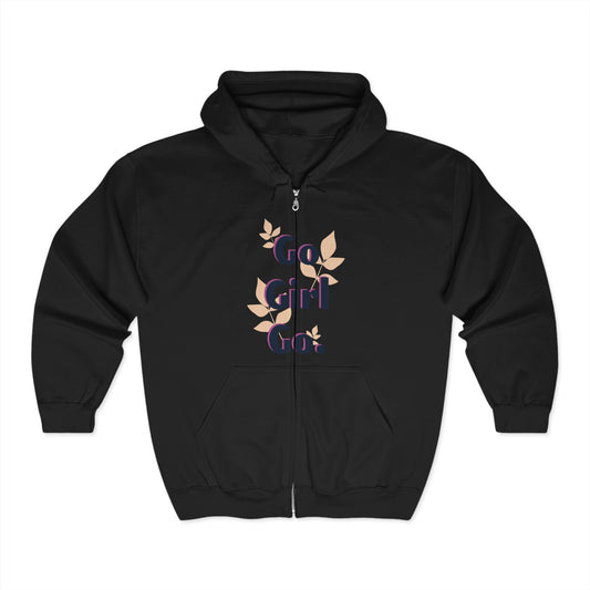 Goddess Energy Full Zip Hoodie - Unisex Heavy Blend Sweatshirt with Floral Design