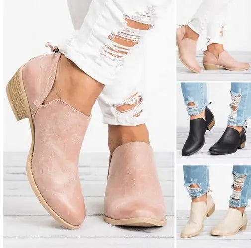 Spring Women Shoes Retro High Heel Ankle Boots